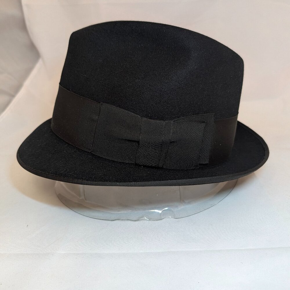 Vintage Black Royal Stetson Black Fedora Hat - Size 7 1/8 EUC